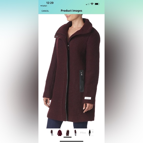 Calvin Klein Wool Jacket/Coat Size Small Maroon EUC - Picture 3 of 7
